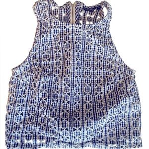 TopShop Blue White checked Eyelet Crop Top sz 0